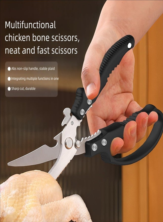 ANMIOU Kitchen Scissors Stainless Steel Shear, Safety Lock, Sharp Heavy Duty Poultry Shears for Food, Chicken Bones, Turkey, Dishwasher Safe, 9.33 Inch, Black - Image 5